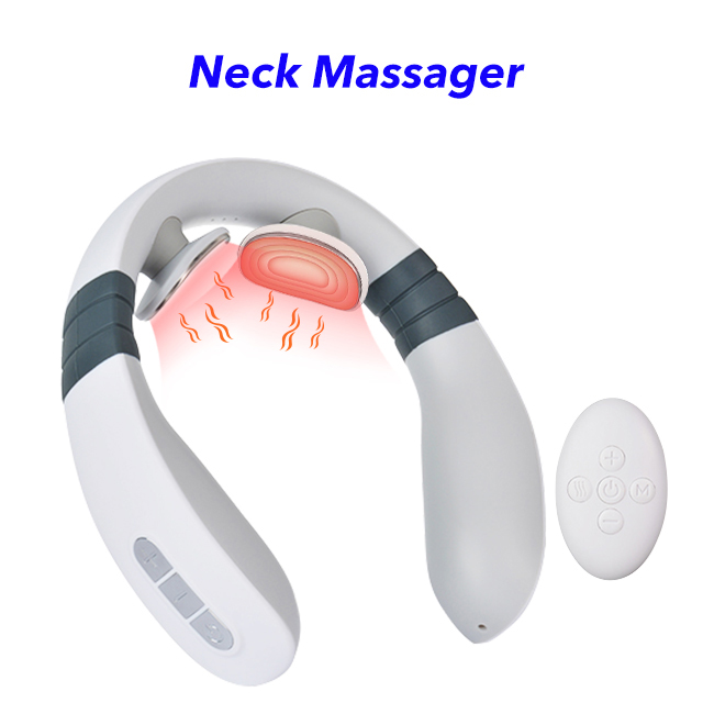 Powerful Cordless Remote Neck Massager Portable Electric Voice Shiatsu Relax Mini Neck Massager(White)